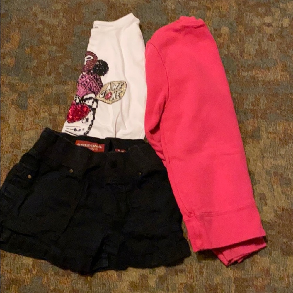 Shorts, long sleeve shirt and sweatshirt
